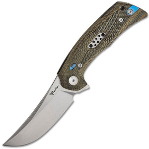 Reate Knives PL-7 Pivot Lock Green & Black Micarta Folding Satin Nitro-V Knife 192