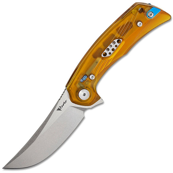 Reate Knives PL-7 Pivot Lock Yellow Ultem Folding Satin Nitro-V Pocket Knife 194