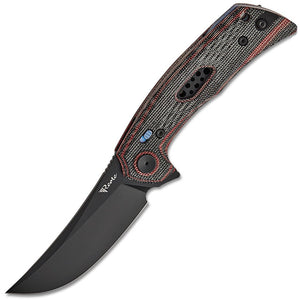 Reate Knives PL-7 Pivot Lock Red & Black Micarta Folding PVD Nitro-V Knife 195