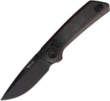 Reate Knives PL-XT Pivot Lock Black & Red Micarta Folding Nitro-V Pocket Knife 208