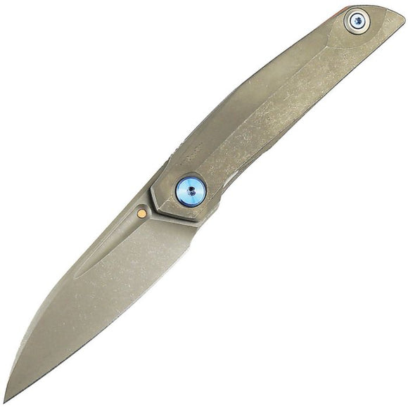 Reate Knives VK-Anub Framelock Dark Stonewash Titanium Folding Elmax Pocket Knife 209