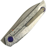 Reate Knives VK-Anub Framelock Crystallized Silver Titanium Folding Elmax Pocket Knife 211