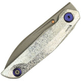 Reate Knives VK-Anub Framelock Crystallized Silver Titanium Folding Elmax Pocket Knife 211