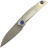 Reate Knives VK-Anub Framelock Crystallized Silver Titanium Folding Elmax Pocket Knife 211