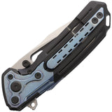 Reate Knives Terminator T-600 Framelock Black & Blue Crystallized Titanium Folding MagnaCut Knife 220