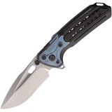 Reate Knives Terminator T-600 Framelock Black & Blue Crystallized Titanium Folding MagnaCut Knife 220