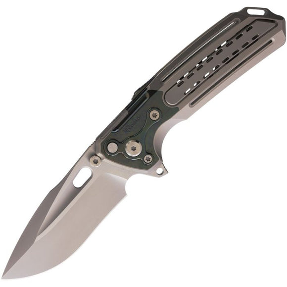 Reate Knives Terminator T-600 Framelock Gray Titanium & Green Zirconium Folding MagnaCut Knife 221