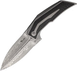 Reate Knives T4000 Framelock Gray Titanium & Twill Carbon Fiber Folding Damasteel Knife 246