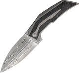 Reate Knives T4000 Framelock Gray Titanium & Marble Carbon Fiber Folding Damasteel Knife 247