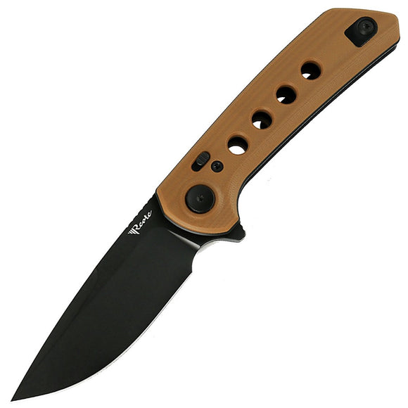 Reate Knives PL-XF Pivot Lock Tan G10 Folding Black PVD Nitro-V Pocket Knife PLXF10