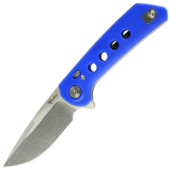 Reate Knives PL-XF Pivot Lock Blue G10 Folding Stonewash Nitro-V Pocket Knife PLXF13