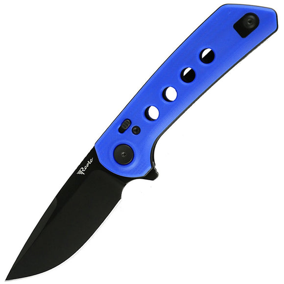 Reate Knives PL-XF Pivot Lock Blue G10 Folding Black PVD Nitro-V Pocket Knife PLXF14