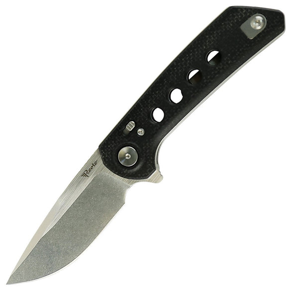 Reate Knives PL-XF Pivot Lock Black Micarta Folding Stonewash Nitro-V Pocket Knife PLXF1