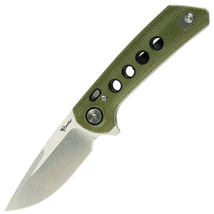 Reate Knives PL-XF Pivot Lock Green Micarta Folding Stonewash Nitro-V Pocket Knife PLXF3