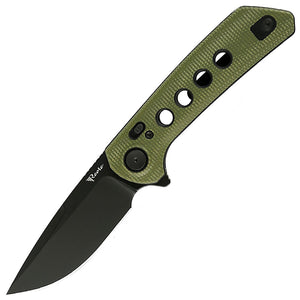 Reate Knives PL-XF Pivot Lock Green Micarta Folding Black PVD Nitro-V Pocket Knife PLXF4