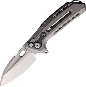 Reate Knives T6000 Button Framelock Gray Titanium Folding Bohler M390 Pocket Knife T6000