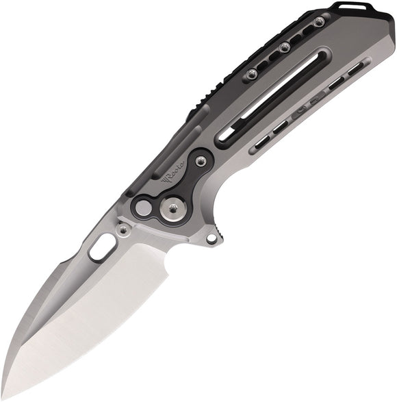 Reate Knives T6000 Button Framelock Gray Titanium Folding Bohler M390 Pocket Knife T6000