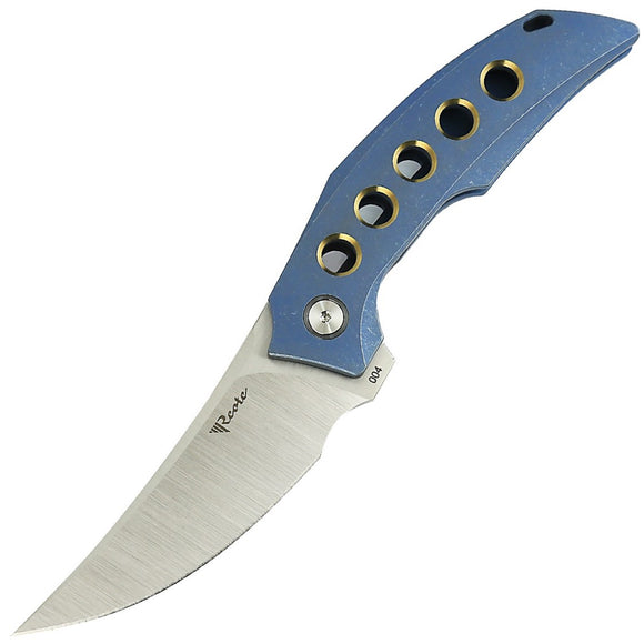 Reate Knives Velocity Framelock Blue & Bronze Titanium Folding Elmax Pocket Knife VEL2