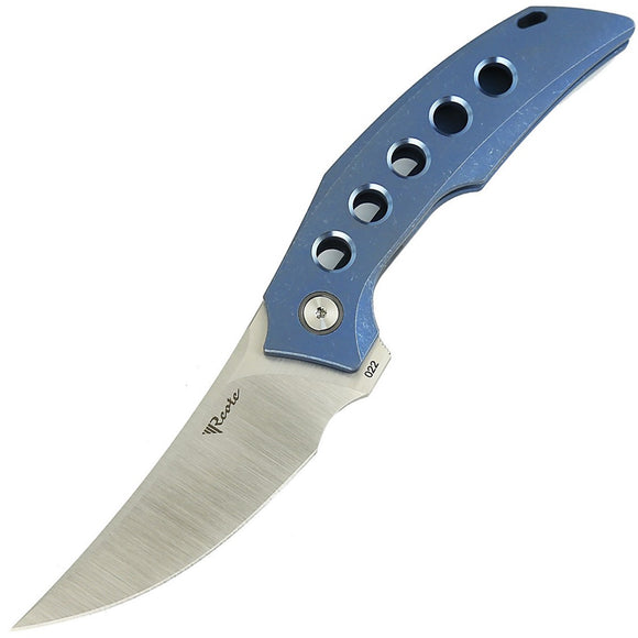 Reate Knives Velocity Framelock Blue Titanium Folding Elmax Pocket Knife VEL3