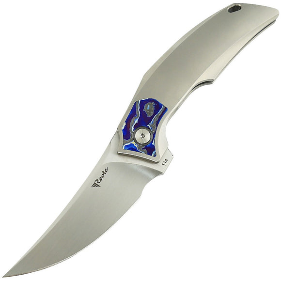 Reate Knives Velocity Framelock Bead Blasted Titanium & Zircuti Folding Elmax Pocket Knife VEL5