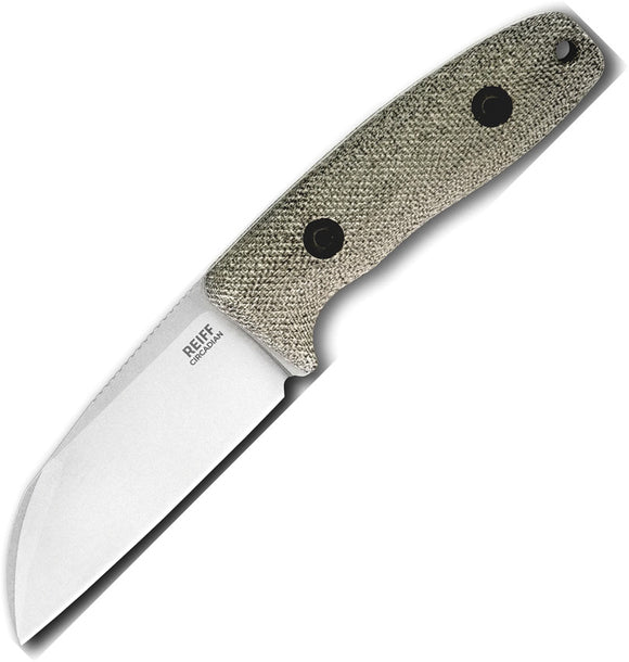 Reiff Knives Circadian Green Micarta MagnaCut Sheepfoot Fixed Blade Knife CS119GCMBLKA