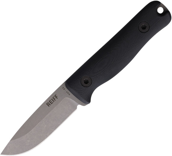 Reiff Knives F3 Daily Carry Black G10 MagnaCut Fixed Blade Knife w/ Leather Sheath F3D11BLBL