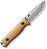 Reiff Knives F3 EDC Coyote Tan G10 CPM-MagnaCut Fixed Blade Knife w/ Leather Sheath F3MCCGL