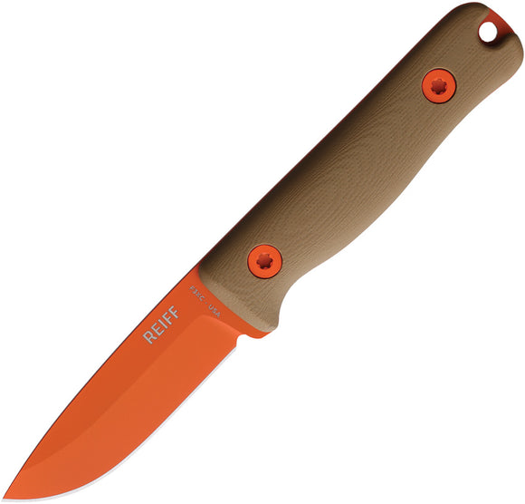 Reiff Knives F3 Extreme Conditions Coyote Tan G10 Orange CPM-3V Fixed Blade Knife F3X12CTBK