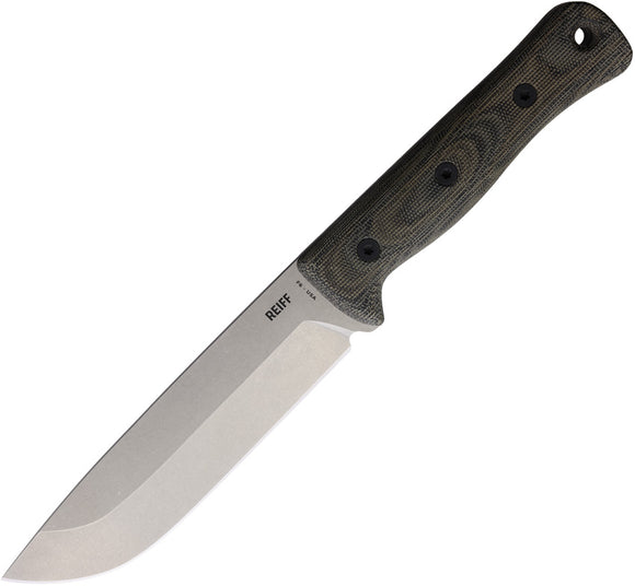 Reiff Knives F6 Leuku Survival Black & Green Micarta MagnaCut Fixed Blade Knife F61122BCBRLR