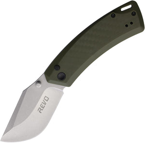 Revo Canyon Button Lock OD Green FRN Folding 4Cr13MoV Pocket Knife CNYNGRN