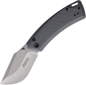 Revo Canyon Button Lock Gray FRN Folding 4Cr13MoV Pocket Knife CNYNGRY