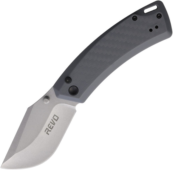 Revo Canyon Button Lock Gray FRN Folding 4Cr13MoV Pocket Knife CNYNGRY