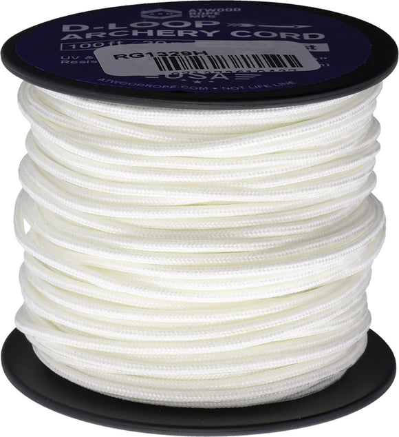 Atwood Rope MFG D-Loop 100ft White Glow Parachute Cord 1329H
