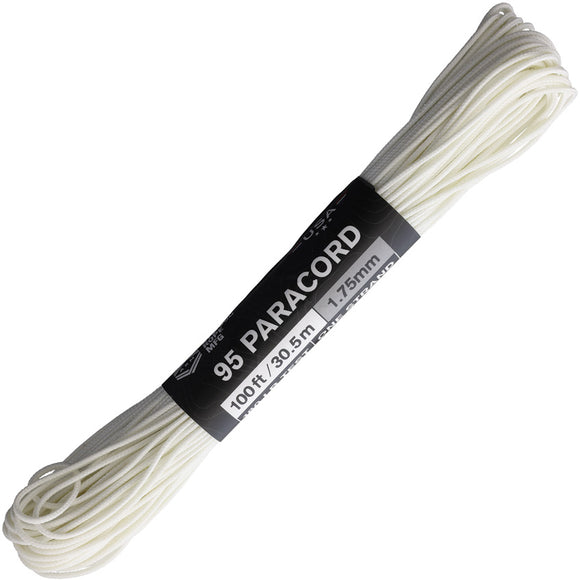 Atwood Rope MFG 95 White Glow One Strand 100ft Paracord 1335H