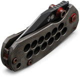 Rike Knife Smelter A Framelock Dark Gray Machined Holes Titanium Folding M390 Knife 0200