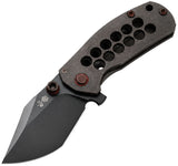 Rike Knife Smelter A Framelock Dark Gray Machined Holes Titanium Folding M390 Knife 0200
