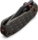 Rike Knife Smelter B Framelock Dark Gray Diamond Plate Pattern Titanium Folding M390 Knife 0201