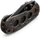 Rike Knife Smelter C Framelock Dark Gray Diamond Plate Machined Holes Titanium Folding M390 Knife 0202