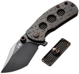 Rike Knife Smelter C Framelock Dark Gray Diamond Plate Machined Holes Titanium Folding M390 Knife 0202