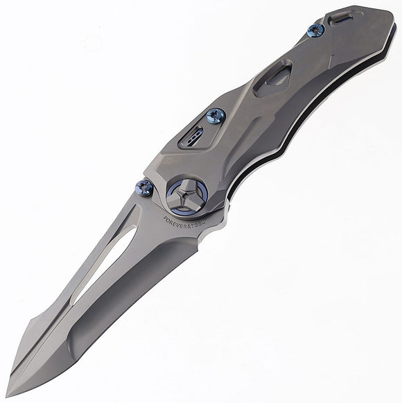 Rike Knife Athron A/P Framelock Gray Titanium Folding Bohler M390 Pocket Knife ATHRONAP
