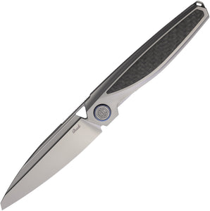 Rike Knife Baidi-S Linerlock Black Carbon Fiber & Titanium Folding M390 Knife BAIDISBCF