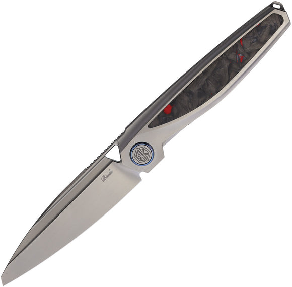 Rike Knife Baidi-S Linerlock Red Carbon Fiber & Titanium Folding M390 Knife BAIDISRCF