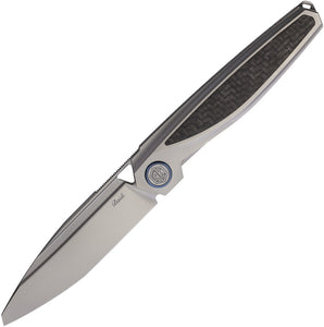 Rike Knife Baidi-T Linerlock Black Carbon Fiber & Titanium Folding M390 Knife BAIDITBCF