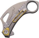 Rike Knife Bakutuk Framelock Gray Titanium Folding Bohler M390 Knife BAKUTUK