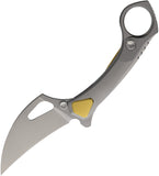 Rike Knife Bakutuk Framelock Gray Titanium Folding Bohler M390 Knife BAKUTUK