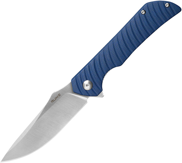 Ruike P123 Linerlock Blue Micarta Folding 14C28N Sandvik Pocket Knife P123ME