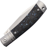 Rike Knife Slip Joint Blue Carbon Fiber Folding Bohler M390 Pocket Knife 01BLUCF