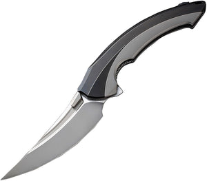Rike Knife Lamella Linerlock Black & Gray Titanium Folding M390 Pocket Knife LAMELLABDP