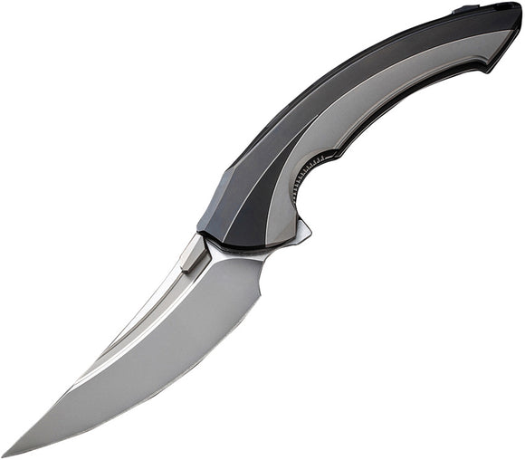 Rike Knife Lamella Linerlock Black & Gray Titanium Folding M390 Pocket Knife LAMELLABDP