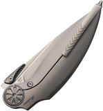 Rike Knife Predator Framelock Gray Titanium Folding M390 Pocket Knife PREDATORP